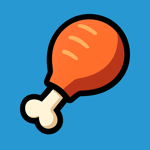Survivor.io style 2D 1 chicken leg..
In-Game asset.  2d.  High contrast.  No shadows