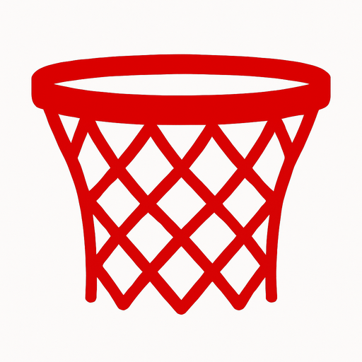 Make me a 2d basketball hoop net in red color. In-Game asset. 2d. High contrast. No shadows.
In-Game asset.  2d.  High contrast.  No shadows
