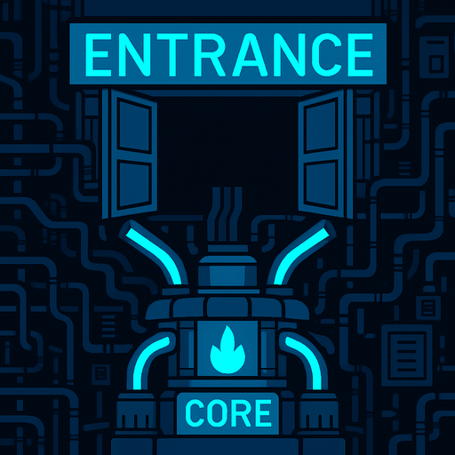 la entrada sean puertas abiertas y este dicha entrada rozando el borde de la imagen en la parte superior. In-Game asset. 2d. High contrast. No shadows