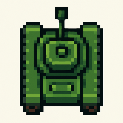 green tank pixel art top down.
In-Game asset.  2d.  High contrast.  No shadows