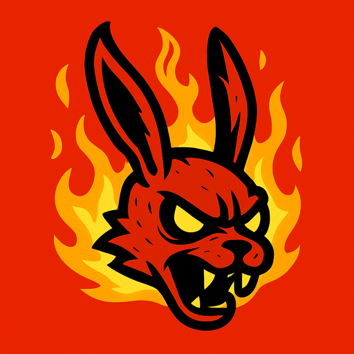 side scroller kepala evil kelinci berapi.
In-Game asset.  2d.  High contrast.  No shadows