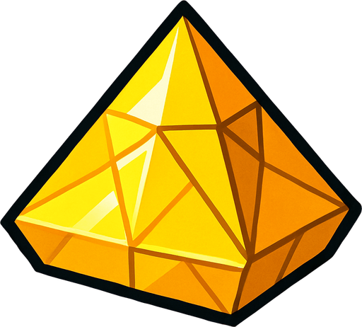 Yellow gem pyramid.
In-Game asset.  2d.  High contrast.  No shadows