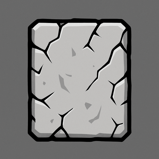 una roca regtangular en 2d de color gris claro.
In-Game asset.  2d.  High contrast.  No shadows