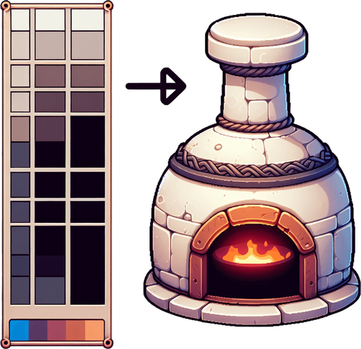 Fırın.
Single Game Texture.  In-Game asset.  2d.  Blank background.  High contrast.  No shadows