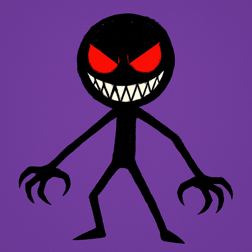 scary stickman.
In-Game asset.  2d.  High contrast.  No shadows