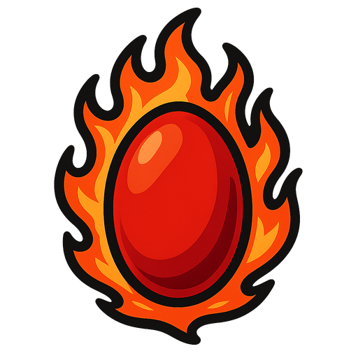 red oval fire ball.
In-Game asset.  2d.  High contrast.  No shadows