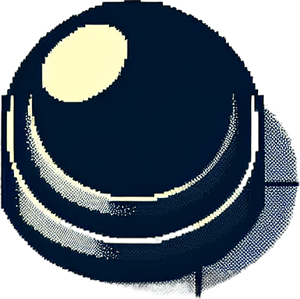 Reset ball button retro style.
Single Game Texture. In-Game asset. 2d. Blank background. High contrast. No shadows.