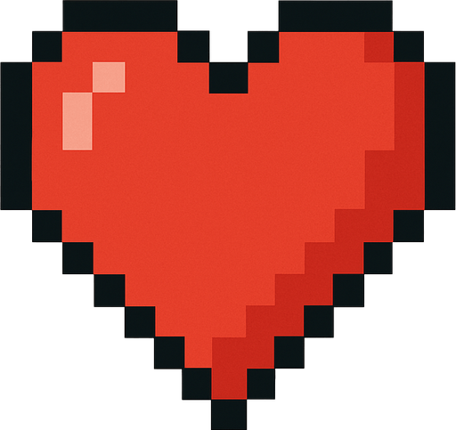 pixel art 2d heart.
In-Game asset.  2d.  High contrast.  No shadows
