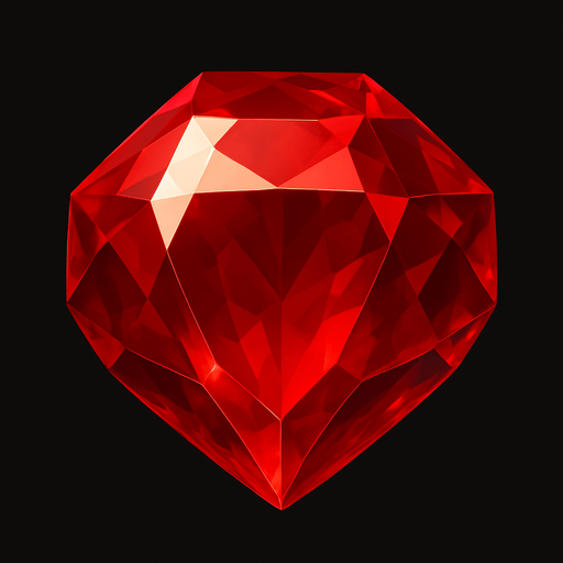 a red gem realistic.
In-Game asset.  2d.  High contrast.  No shadows