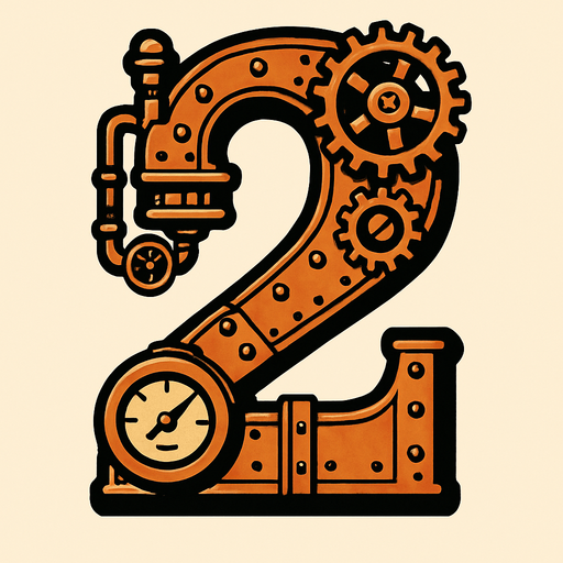 numero 2 estilo steampunk.
In-Game asset.  2d.  High contrast.  No shadows