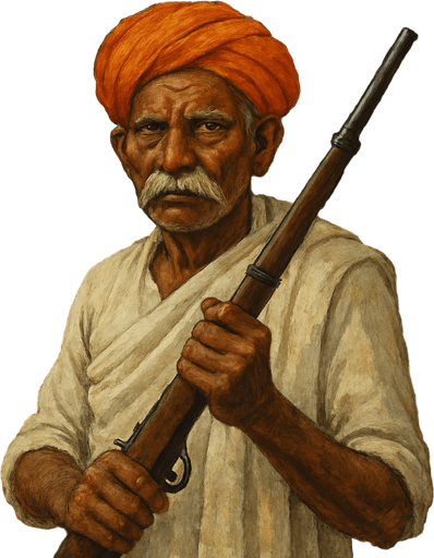 indian village uncle with weapon