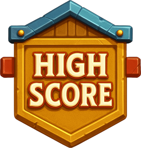 Medieval 'High score' buttons. HD colors. 
In-Game asset.  High contrast.  No shadows. 3D