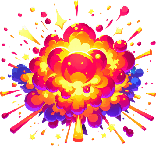 explosion.
Single Game Texture. In-Game asset. 2d. Blank background. High contrast. No shadows.