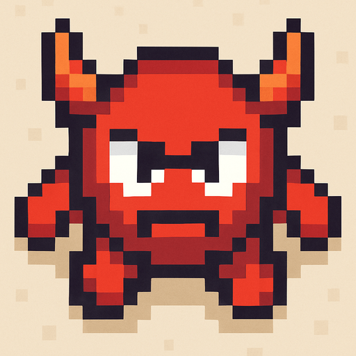 Un enemigo nivel básico visto desde arriba, pixel cartoon..
In-Game asset.  2d.  High contrast.  No shadows