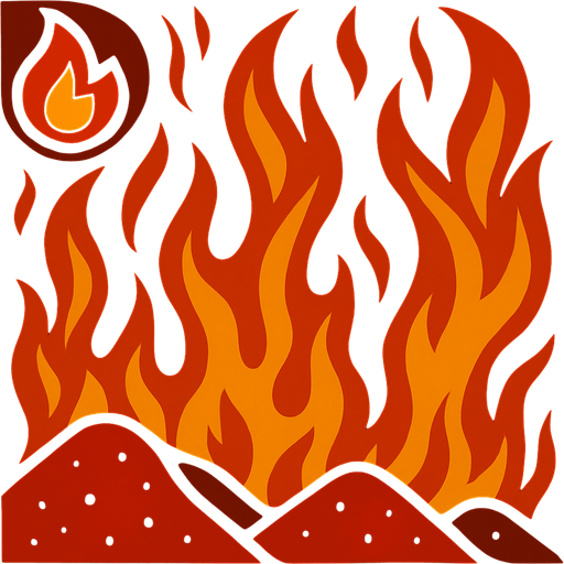 Crea la parte inversa de una carta que representa el elemento fuego, no debe tener texto ni espacio vacío, deben ser flamas y montículos rojos en la parte inferior