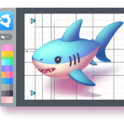 акула, постэльные цвета..
Single Game Texture.  In-Game asset.  2d.  Blank background.  High contrast.  No shadows