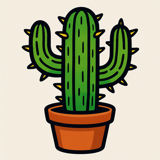 a cactus plant.
In-Game asset.  2d.  High contrast.  No shadows