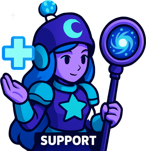 support hero character space galaxy theme tower defense game.
In-Game asset.  2d.  High contrast.  No shadows