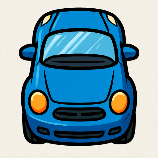 yukarı bakan mavi araba.
In-Game asset.  2d.  High contrast.  No shadows