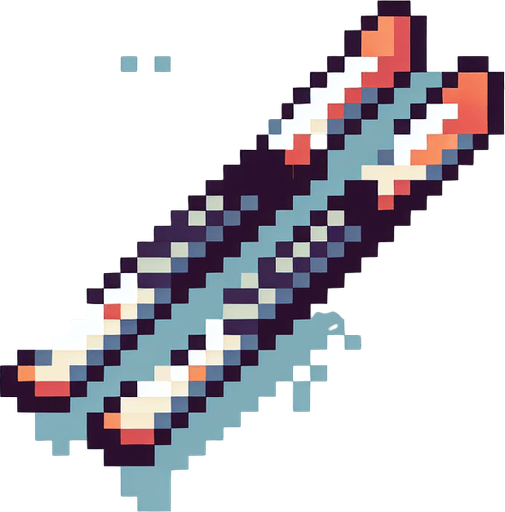 pixel art of skiis . Single Game Texture. In-Game asset. 2d. Blank background. High contrast. No shadows.