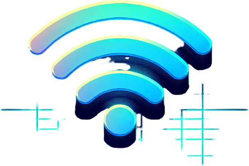 A minimalist UI website icon for a retro hacking app, representing a WiFi connection. The icon features a simple pixel-art style signal symbol with three curved bars radiating outward in blue, evoking a classic WiFi logo. The bars are cleanly rendered with subtle gradients for depth, while a soft neon blue glow surrounds the design to emphasize the cyberpunk aesthetic. The background is dark and minimal, with a faint grid pattern barely visible, aligning with the retro-futuristic theme. The overall design is clean, functional, and perfectly suited for a retro hacking interface.
Single Game Texture. In-Game asset. 2d. Blank background. High contrast. No shadows.