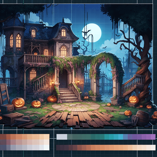 abandoned manor, halloween, 4k, high quality, landscape, digital art.
Single Game Texture. In-Game asset. 2d. Blank background. High contrast. No shadows.