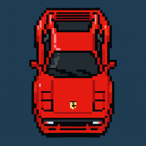 pixel art ferrari bird's eye view.
In-Game asset.  2d.  High contrast.  No shadows