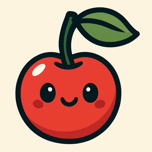 Cherry with cute face.
In-Game asset.  2d.  High contrast.  No shadows