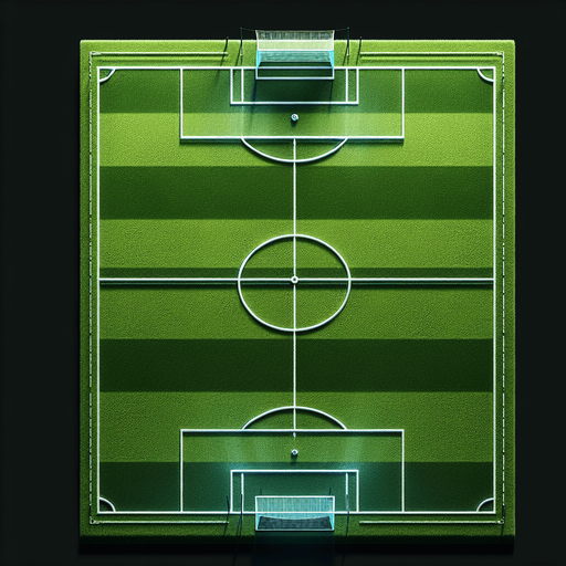 soccer field from the top.
Single Game Texture. In-Game asset. 2d. Blank background. High contrast. No shadows.