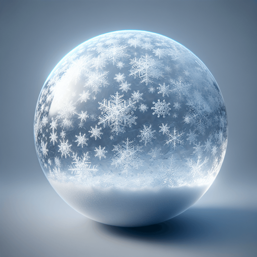 transparent snow sphere.
Single Game Texture. In-Game asset. 2d. Blank background. High contrast. No shadows.