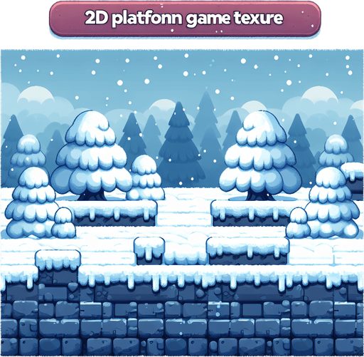 2d platform snowy ground.
Single Game Texture. In-Game asset. 2d. Blank background. High contrast. No shadows.