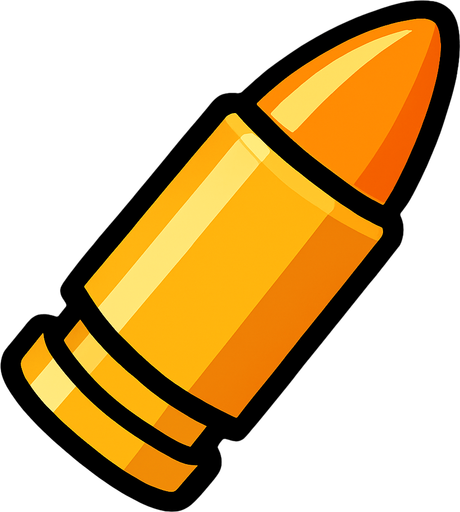 create a bullet image for 2d game.
In-Game asset.  2d.  High contrast.  No shadows