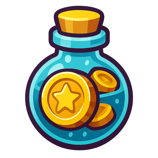 Coin potion.
In-Game asset.  2d.  High contrast.  No shadows
