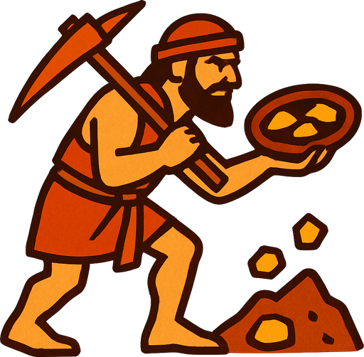 Maden arayıcı eski çağ.
In-Game asset.  2d.  High contrast.  No shadows