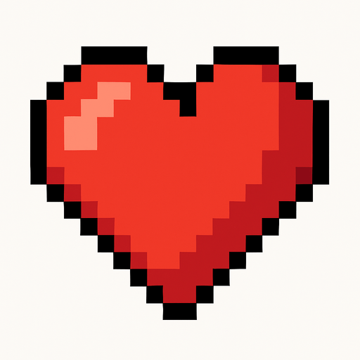 Piksel Kalp Resmi.
In-Game asset.  2d.  High contrast.  No shadows