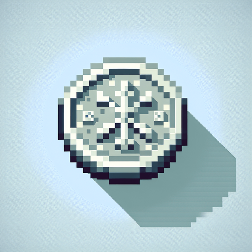 clean isometric silver doubloon. pirate themed. pixelated. 8 bit. viewed from the top as if the coin is resting flat..
Single Game Texture. In-Game asset. 2d. Blank background. High contrast. No shadows.