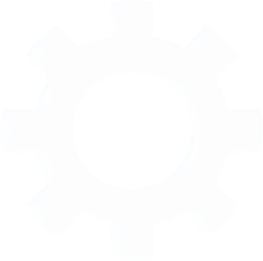 UI cog icon. white.
2d.  No shadows