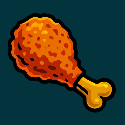 Fried chicken drumstick.
In-Game asset.  2d.  High contrast.  No shadows