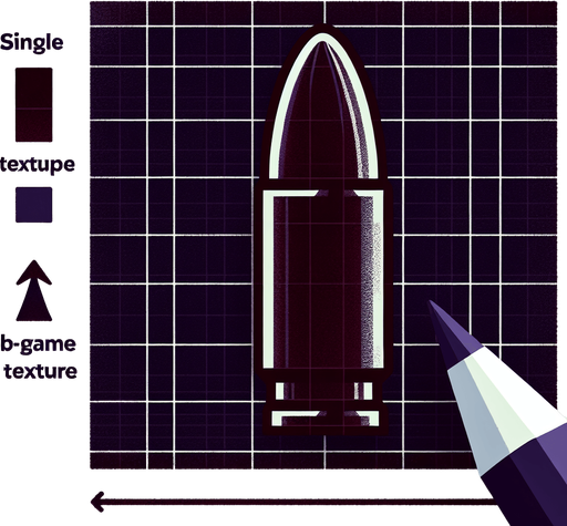 merminin ucu y eksenin pozitif kısmına baksın böyle bir mermi tasarımı istiyorum.
Single Game Texture. In-Game asset. 2d. Blank background. High contrast. No shadows.