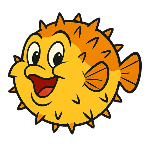 pufferfish disney 2d image style.
In-Game asset.  2d.  High contrast.  No shadows
