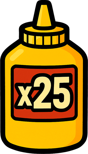 Mustard Bottle, label is x25.
In-Game asset.  2d.  High contrast.  No shadows