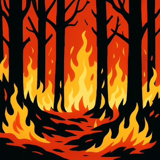 Un bosque quemándose D:.
In-Game asset.  2d.  High contrast.  No shadows