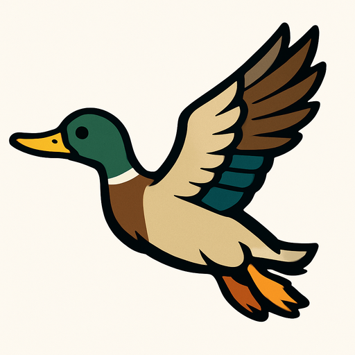 Flying Duck.
In-Game asset.  2d.  High contrast.  No shadows