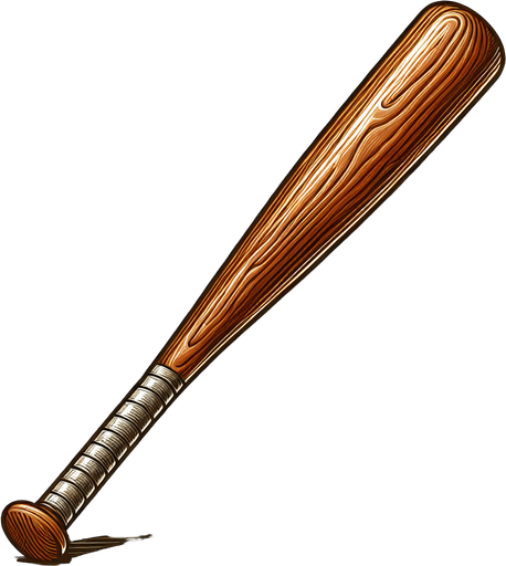 a baseball bat.
Single Game Texture.  In-Game asset.  2d.  Blank background.  High contrast.  No shadows