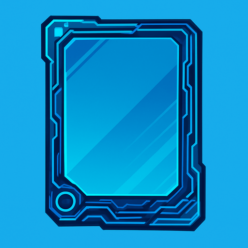 Cyberpunk. abstract. Glass electronic empty tablet. Blue sky color.
In-Game asset.  2d.  High contrast.  No shadows. No background