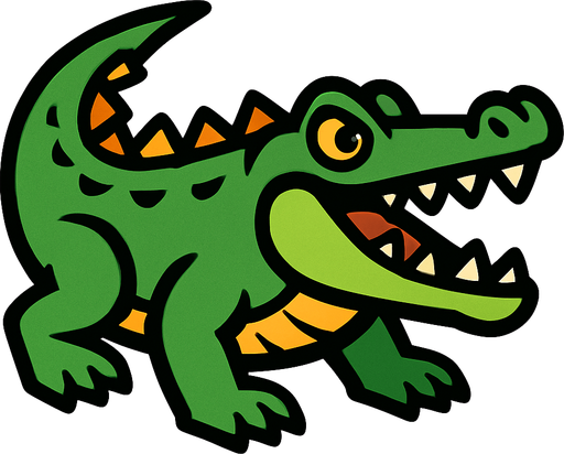 Crocodile.
In-Game asset.  2d.  High contrast.  No shadows