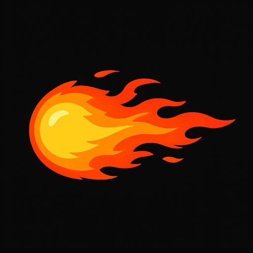 horizontal fire ball.
In-Game asset.  2d.  High contrast.  No shadows