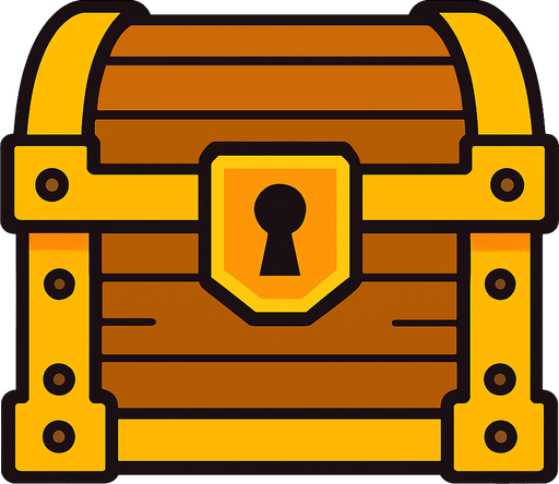 Front of treasure chest.
In-Game asset.  2d.  High contrast.  No shadows
