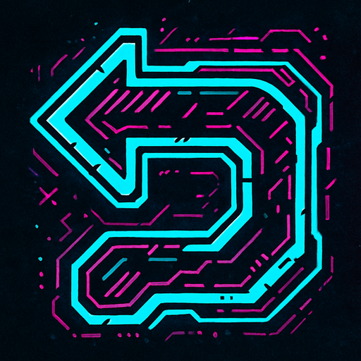 Cyberpunk style return symbol.
In-Game asset.  2d.  High contrast.  No shadows