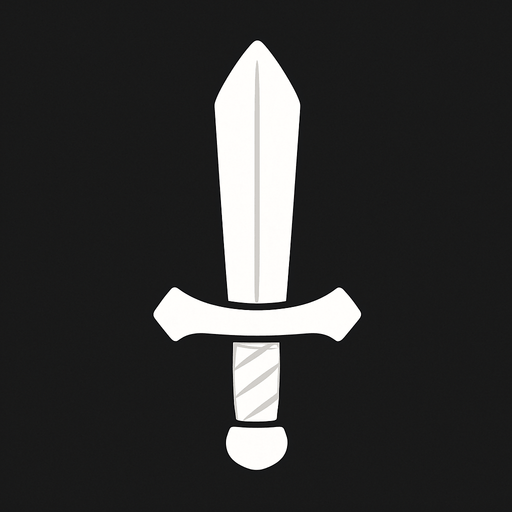 Una espada pequeña de color todo blanco.
In-Game asset.  2d.  High contrast.  No shadows